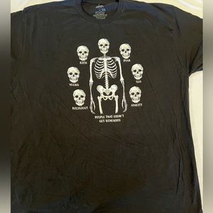 2XL Ann Arbor black t shirt cotton skeleton graphic short sleeve mens xxl crew.